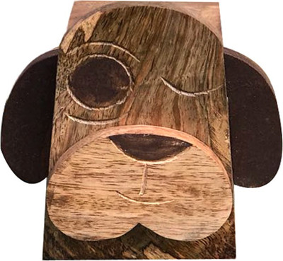 Asma Wooden Bank For Kids And Adults - Dog Shape Coin Bank(Brown)