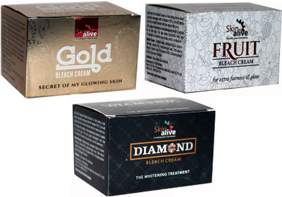 SKIN ALIVE Gold, Diamond & Fruit Bleach Cream for extra fairness & Glow Skin(150 g)
SKIN ALIVE Gold, Diamond & Fruit Bleach Cream for extra fairness & Glow Skin(150 g)
