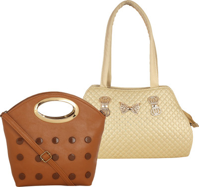 Element Cart Hand-held Bag(Brown, Gold)