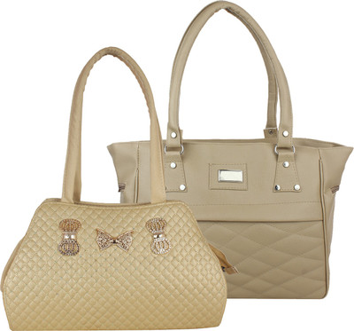 Fillin Cart Hand-held Bag(Gold, Beige), Beige;gold