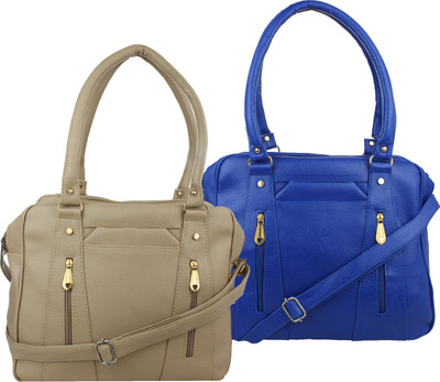 Fillin Cart Shoulder Bag(Blue, Beige), Beige;blue