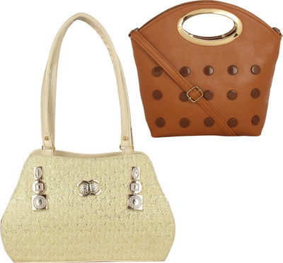 Element Cart Hand-held Bag(Brown, Beige), Beige;brown