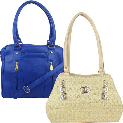 Fillin Cart Hand-held Bag(Blue, Beige), Beige;blue