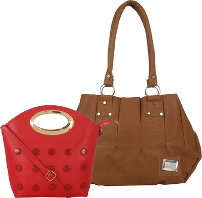 Fillin Cart Hand-held Bag(Red, Brown), Brown;red