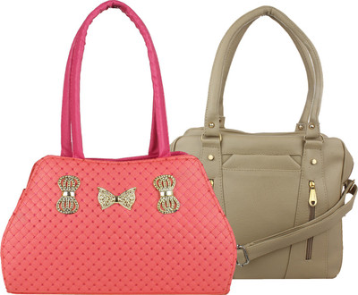 Fillin Cart Shoulder Bag(Pink, Beige), Beige;pink