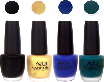 AQ Fashion Velvet Matte Nail polish Combo set 817 Black,Golden,Blue,Green(Pack of 4)
AQ Fashion Velvet Matte Nail polish Combo set 817 Black,Golden,Blue,Green(Pack of 4)
