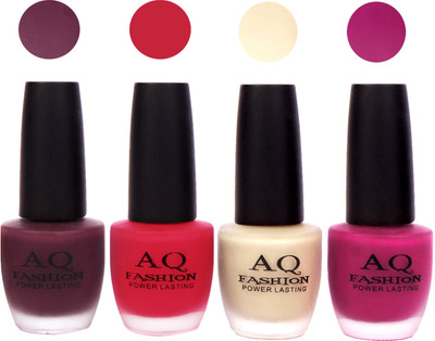 AQ Fashion Velvet Matte Nail polish Combo set 812 Plum,Rosy Pink,Nude,Fuchsia(Pack of 4)
AQ Fashion Velvet Matte Nail polish Combo set 812 Plum,Rosy Pink,Nude,Fuchsia(Pack of 4)
