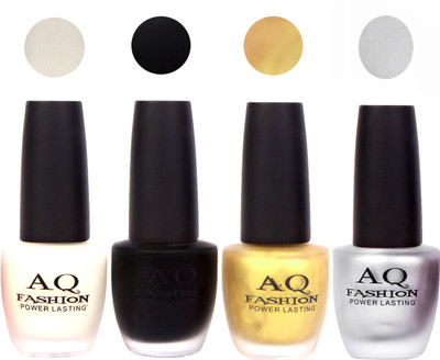 AQ Fashion Velvet Matte Nail polish Combo set 818 White,Black,Gloden,Silver(Pack of 4)
AQ Fashion Velvet Matte Nail polish Combo set 818 White,Black,Gloden,Silver(Pack of 4)