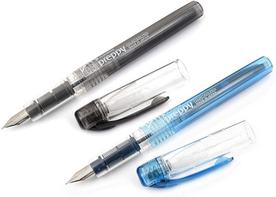 Platinum Preppy 03 Fine Nib Black & Blue Fountain Pen(Pack of 2)