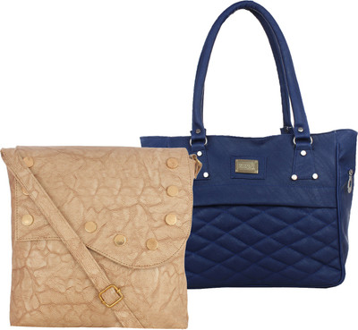 Fillin Cart Women Casual, Evening/Party Blue, Beige PU Sling Bag, Beige;blue