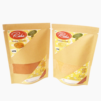 RAHA FOODS COMBO (Sambar Powder 200g & Paruppu Podi 200g)(2 x 200 g)