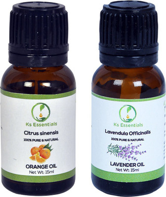 Ks Essentials Orange Oil & Lavender Oil Combo Pack (15 ml) Each(15 ml)