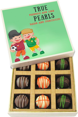 Chocholik Friendship Gift - True Friends Are Like Pearls Rare and Precious! - Dark, Milk, White Chocolate Truffles - 9pc Truffles(135 g)
Chocholik Friendship Gift - True Friends Are Like Pearls Rare and Precious! - Dark, Milk, White Chocolate Truffles - 9pc Truffles(135 g)