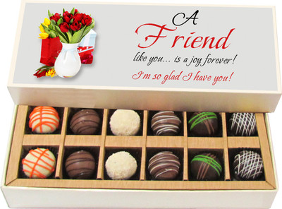 Chocholik Friendship Gift - Scold a Friend in Private and Kudos Him in Public - Dark, Milk, White Chocolate Truffles - 12pc Truffles(180 g)
Chocholik Friendship Gift - Scold a Friend in Private and Kudos Him in Public - Dark, Milk, White Chocolate Truffles - 12pc Truffles(180 g)