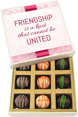 Chocholik Friendship Gift - Friendship Is a Knot That Cannot Be United - Dark, Milk, White Chocolate Truffles - 9pc Truffles(135 g)
Chocholik Friendship Gift - Friendship Is a Knot That Cannot Be United - Dark, Milk, White Chocolate Truffles - 9pc Truffles(135 g)
