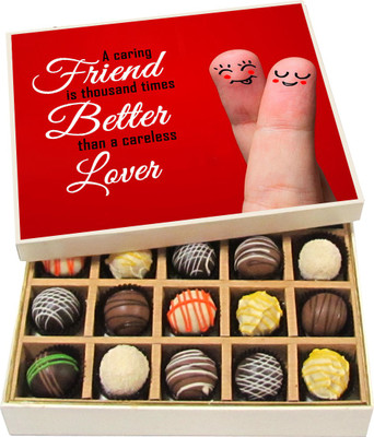 Chocholik Friendship Gift - Friendship Isn't a Bif Thing It's a Million Little Things - Dark, Milk, White Chocolate Truffles - 20pc Truffles(300 g)
Chocholik Friendship Gift - Friendship Isn't a Bif Thing It's a Million Little Things - Dark, Milk, White Chocolate Truffles - 20pc Truffles(300 g)