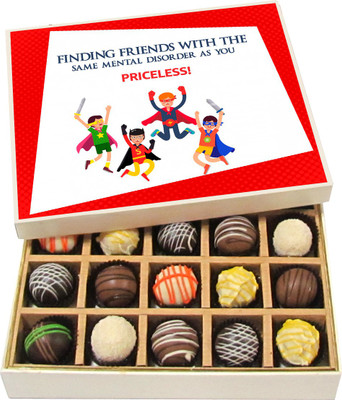 Chocholik Friendship Gift - Friendship Warms the Soul - Dark, Milk, White Chocolate Truffles - 20pc Truffles(300 g)
Chocholik Friendship Gift - Friendship Warms the Soul - Dark, Milk, White Chocolate Truffles - 20pc Truffles(300 g)