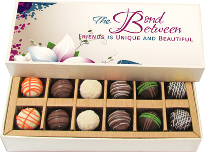 Chocholik Friendship Gift - Finding Friends With the Same Mental - Dark, Milk, White Chocolate Truffles - 12pc Truffles(180 g)
Chocholik Friendship Gift - Finding Friends With the Same Mental - Dark, Milk, White Chocolate Truffles - 12pc Truffles(180 g)
