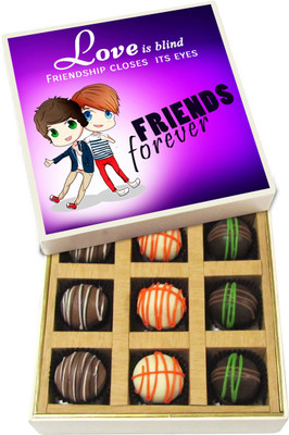 Chocholik Friendship Gift - Love Is Blind Friendship Closes Its Eyes - Dark, Milk, White Chocolate Truffles - 9pc Truffles(135 g)
Chocholik Friendship Gift - Love Is Blind Friendship Closes Its Eyes - Dark, Milk, White Chocolate Truffles - 9pc Truffles(135 g)
