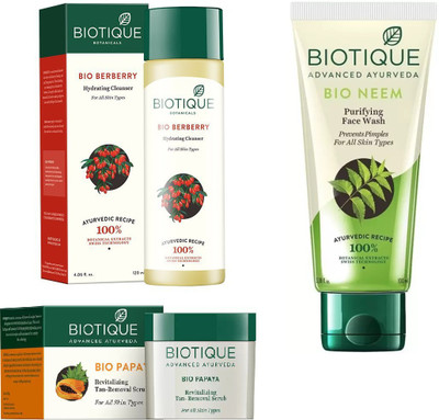 BIOTIQUE BIO Bio Berberry Hydrating Cleanser, Bio Papaya Revitalizing Tan Removal Scrub, Bio Neem Purifying Face Wash(Set of 3)
BIOTIQUE BIO Bio Berberry Hydrating Cleanser, Bio Papaya Revitalizing Tan Removal Scrub, Bio Neem Purifying Face Wash(Set of 3)
