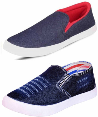 JETTER Slip On Sneakers For Men(Blue, Blue red