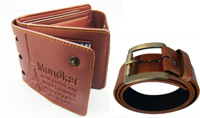 Peacock Mundkar Wallet, Belt Combo(Tan)
