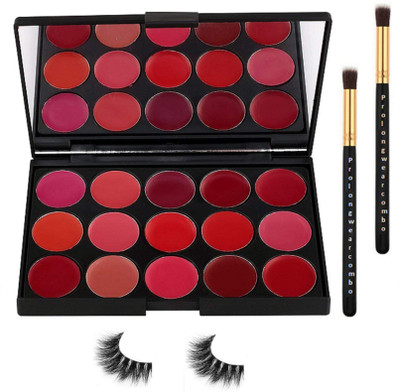 Pro longwear combo Makeup Brush2,Mac Professional Makeup 15 Color Matte Lipstick Pallette,Eyelashes(Set of 3)
