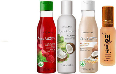 Oriflame Sweden oriflame love nature shower gel wheat &coconut shampoo and coconut hair oil with do it parfum 30 ml(Set of 4)
Oriflame Sweden oriflame love nature shower gel wheat &coconut shampoo and coconut hair oil with do it parfum 30 ml(Set of 4)