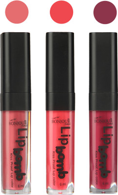 Bonjour Paris Long lasting velvet matte lipstick(nude, peach, wine, 18 g)