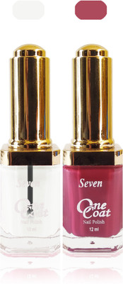 Seven one coat velvet matte nail polish exclusive color range set of 2 clear purple(Pack of 2)