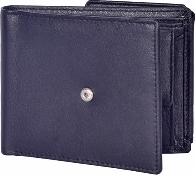 Accezory Men Casual Blue Genuine Leather Wallet(5 Card Slots), Black