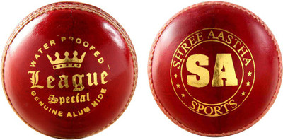 SA Sports LEAGUE Cricket Leather Ball(Pack of 2, Red)