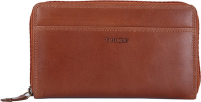 TRU BLU Women Brown Genuine Leather Wallet(9 Card Slots)