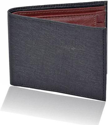 CHOICE365 Men Black Genuine Leather Wallet(3 Card Slots), Black-brown