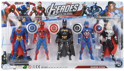 ClueSteps Super Heroes to Save The World Special Force Justice Avengers Super Heroes 5 in 1 Action Figure Set - Superman, Spiderman, Batman, Captain America, Thor (Multi color) Height of the each Figure: 6.5 Inch(Multicolor)
ClueSteps Super Heroes to Save The World Special Force Justice Avengers Super Heroes 5 in 1 Action Figure Set - Superman, Spiderman, Batman, Captain America, Thor (Multi color) Height of the each Figure: 6.5 Inch(Multicolor)