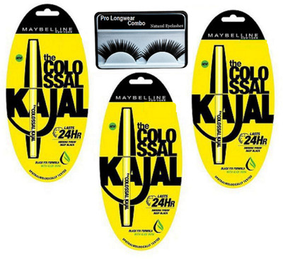 Pro longwear combo Eyelashes& New York Colossal Kajal Pencil Black Pack of 3(Set of 4)
Pro longwear combo Eyelashes& New York Colossal Kajal Pencil Black Pack of 3(Set of 4)