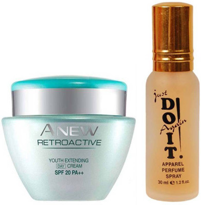 Avon Anew Retroactive Youth Extending Day Cream SPF 20 PA++ (15 g) & with one do it perfume 30 ml(Set of 2)
Avon Anew Retroactive Youth Extending Day Cream SPF 20 PA++ (15 g) & with one do it perfume 30 ml(Set of 2)