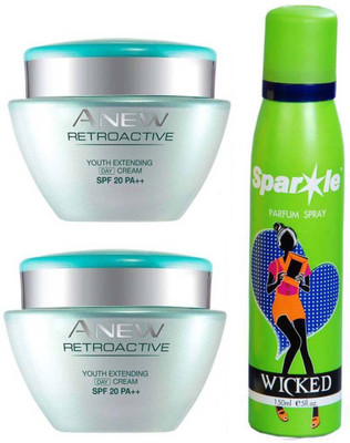 Avon Anew two Retroactive Youth Extending Day Cream SPF 20 PA++ (15 g) & With one sparkle perfume spray 150 ml(Set of 3)
Avon Anew two Retroactive Youth Extending Day Cream SPF 20 PA++ (15 g) & With one sparkle perfume spray 150 ml(Set of 3)