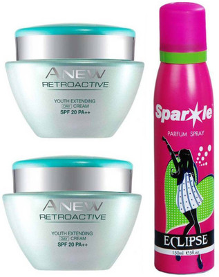 Avon Anew two Retroactive Youth Extending Day Cream SPF 20 PA++ (15 g) & With one sparkle perfume spray 150 ml(Set of 3)
Avon Anew two Retroactive Youth Extending Day Cream SPF 20 PA++ (15 g) & With one sparkle perfume spray 150 ml(Set of 3)