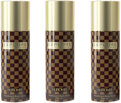 CFS Nuroma Explore Brown Pour Homme Deodorant Body Spray 200ML Each (Pack of 3) Deodorant Spray - For Men & Women(600 ml, Pack of 3)
CFS Nuroma Explore Brown Pour Homme Deodorant Body Spray 200ML Each (Pack of 3) Deodorant Spray - For Men & Women(600 ml, Pack of 3)