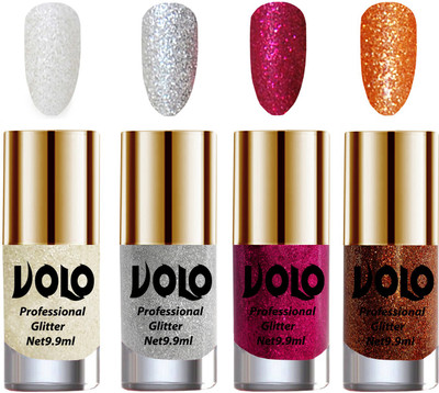 Volo Professionally Used Glitter Shine Nail Paint Combo Pack of 4(Set 05) White Nail Art And Glitter, Silver Glitter, Magenta Glitter, Light Orange Glitter(Pack of 4)
Volo Professionally Used Glitter Shine Nail Paint Combo Pack of 4(Set 05) White Nail Art And Glitter, Silver Glitter, Magenta Glitter, Light Orange Glitter(Pack of 4)
