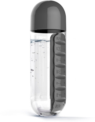 iZED Dual use Daily Pill Box Organizer with Water Bottle_black Medicine Dispenser
