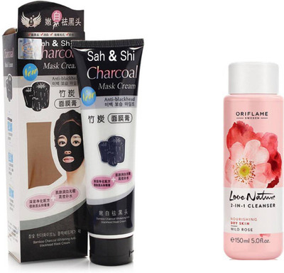 Sah&Shi Charcoal Peel Off Mask with Oriflame Nature 2in1 Cleanser 150ML (Wild Rose)(Set of 2) 
Sah&Shi Charcoal Peel Off Mask with Oriflame Nature 2in1 Cleanser 150ML (Wild Rose)(Set of 2)