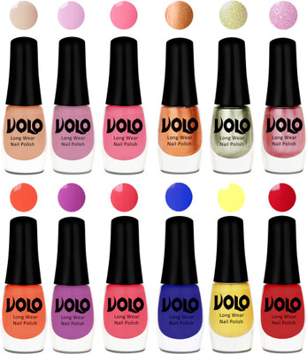 Volo Color Rich Toxic Free Perfection Shine Nail Polish Set of 12 Light Purple, Light Pink, Pink Nude, Bronze Magnetic, Metallic Pink, Chrome Olive Green, Bright Plum, Coral, Light Pink, Red, Yellow, Royal Blue(Pack of 12)
Volo Color Rich Toxic Free Perfection Shine Nail Polish Set of 12 Light Purple, Light Pink, Pink Nude, Bronze Magnetic, Metallic Pink, Chrome Olive Green, Bright Plum, Coral, Light Pink, Red, Yellow, Royal Blue(Pack of 12)