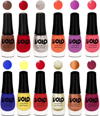 Volo Color Rich Toxic Free Perfection Shine Nail Polish Set of 12 Reddish Orange, Chrome Rust, Chocolate Brown, Bright Plum, Coral, Light Pink, Red, Yellow, Royal Blue, Light Wine, Red Gold, Golden Chrome(Pack of 12)
Volo Color Rich Toxic Free Perfection Shine Nail Polish Set of 12 Reddish Orange, Chrome Rust, Chocolate Brown, Bright Plum, Coral, Light Pink, Red, Yellow, Royal Blue, Light Wine, Red Gold, Golden Chrome(Pack of 12)