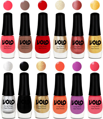 Volo Color Rich Toxic Free Perfection Shine Nail Polish Set of 12 Carrot Red, Dark Nude, Red, Hot Lava, Gold Chrome, Light Golden, Metallic Silver, Black, Golden, Bright Plum, Coral, Light Pink(Pack of 12)
Volo Color Rich Toxic Free Perfection Shine Nail Polish Set of 12 Carrot Red, Dark Nude, Red, Hot Lava, Gold Chrome, Light Golden, Metallic Silver, Black, Golden, Bright Plum, Coral, Light Pink(Pack of 12)