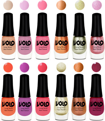 Volo Color Rich Toxic Free Perfection Shine Nail Polish Set of 12 Light Purple, Light Pink, Pink Nude, Bronze Magnetic, Metallic Pink, Chrome Olive Green, Bright Plum, Coral, Light Pink, Light Wine, Red Gold, Golden Chrome(Pack of 12)
Volo Color Rich Toxic Free Perfection Shine Nail Polish Set of 12 Light Purple, Light Pink, Pink Nude, Bronze Magnetic, Metallic Pink, Chrome Olive Green, Bright Plum, Coral, Light Pink, Light Wine, Red Gold, Golden Chrome(Pack of 12)