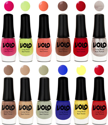 Volo Color Rich Toxic Free Perfection Shine Nail Polish Set of 12 Parrot Green, Moon Magenta, Peach Crush, Reddish Orange, Chrome Rust, Chocolate Brown, Dark Nude, Nude, Mischievous Mint, Red, Yellow, Royal Blue(Pack of 12)
Volo Color Rich Toxic Free Perfection Shine Nail Polish Set of 12 Parrot Green, Moon Magenta, Peach Crush, Reddish Orange, Chrome Rust, Chocolate Brown, Dark Nude, Nude, Mischievous Mint, Red, Yellow, Royal Blue(Pack of 12)