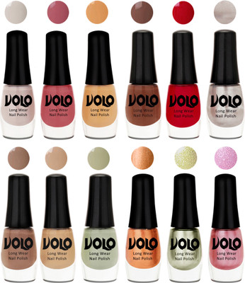 Volo Color Rich Toxic Free Perfection Shine Nail Polish Set of 12 Flirty Nude, Tan, Ice Nude, Reddish Orange, Chrome Rust, Chocolate Brown, Dark Nude, Nude, Mischievous Mint, Bronze Magnetic, Metallic Pink, Chrome Olive Green(Pack of 12)
Volo Color Rich Toxic Free Perfection Shine Nail Polish Set of 12 Flirty Nude, Tan, Ice Nude, Reddish Orange, Chrome Rust, Chocolate Brown, Dark Nude, Nude, Mischievous Mint, Bronze Magnetic, Metallic Pink, Chrome Olive Green(Pack of 12)