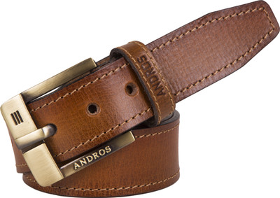 ANDROS Men Casual Black Genuine Leather Belt